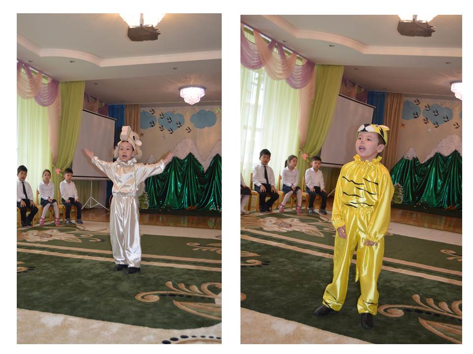 Рөлдерді сомдаған бүлдіршіндер.