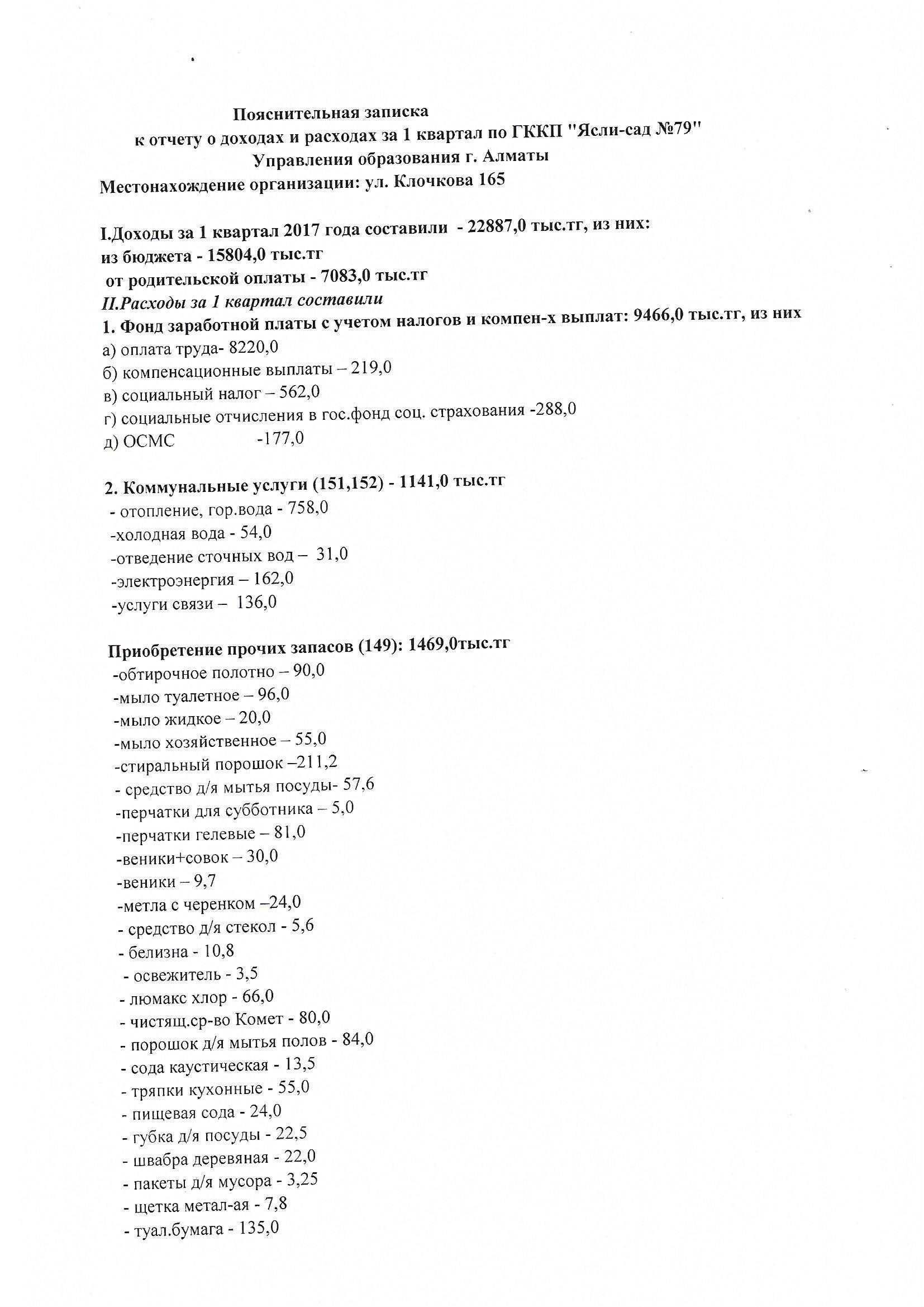 отчет о доходах и расходах за 1 квартал 2018 года