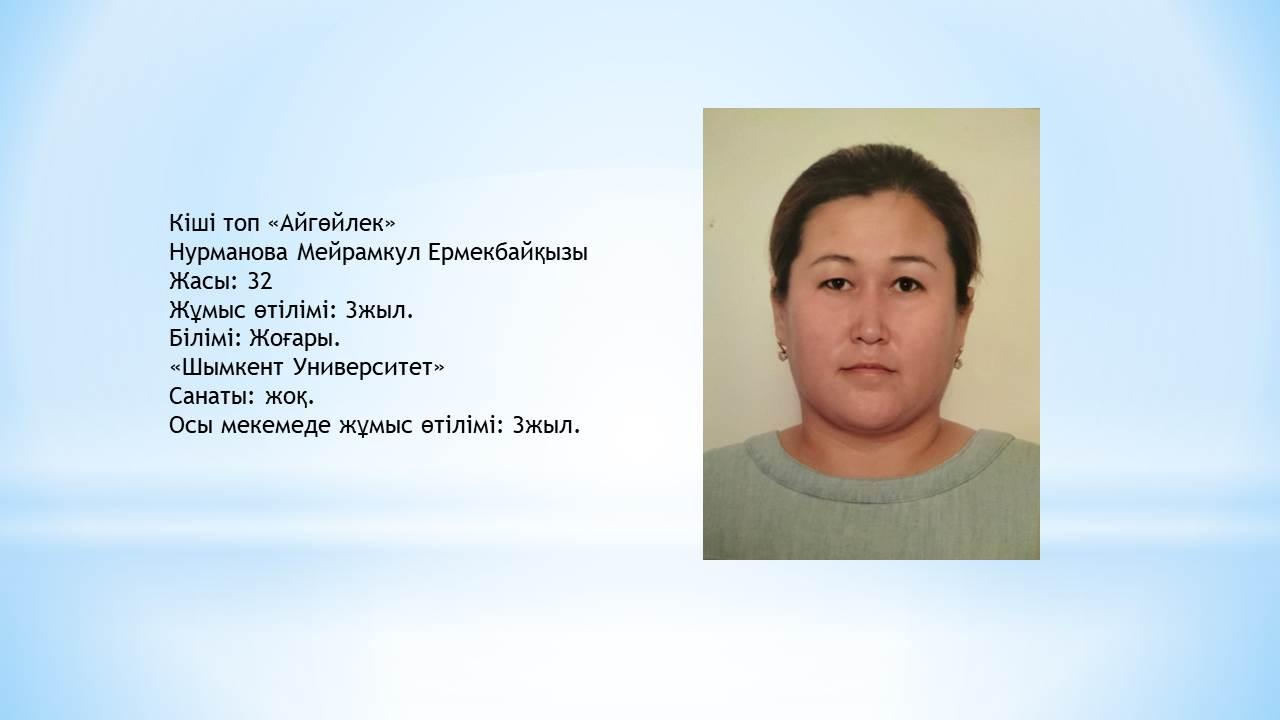 Нурманова Мейрамкул Ермекбайқызы